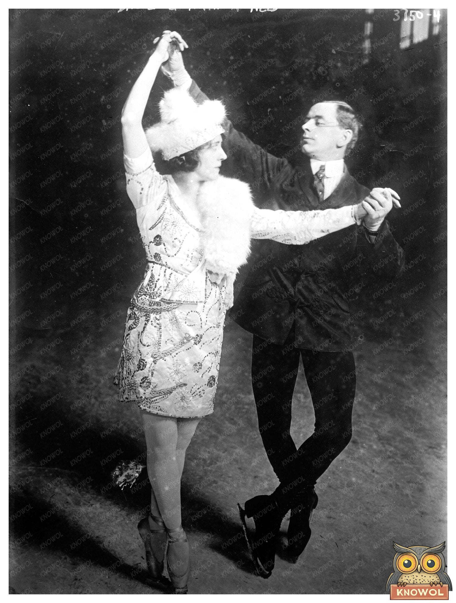 Historic Dazie & Arthur Held [dancing on ice] Print, Vintage Art