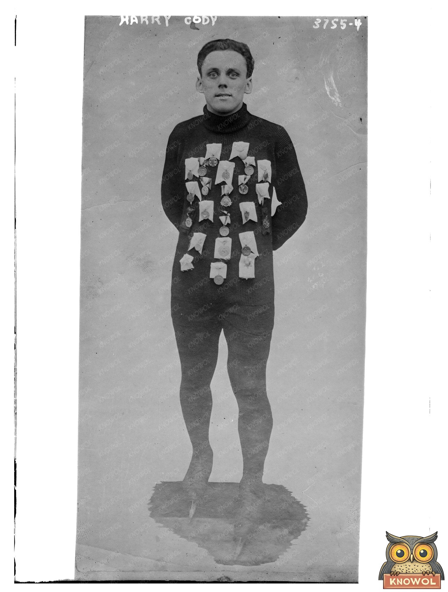 Historic Harry Cody [with sports medals] Print, Vintage Art