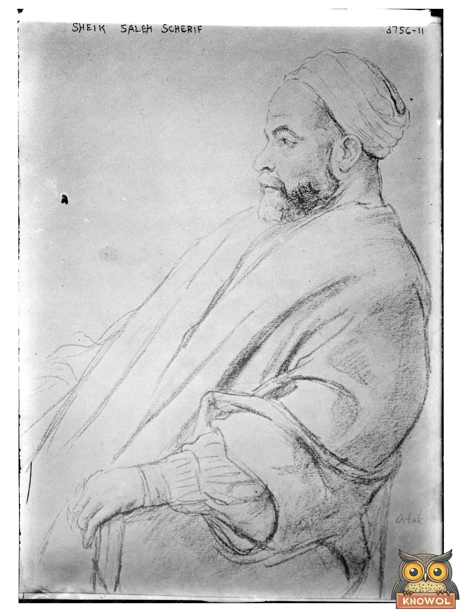 Historic Sheik Saleh Scherif Print, Vintage Art