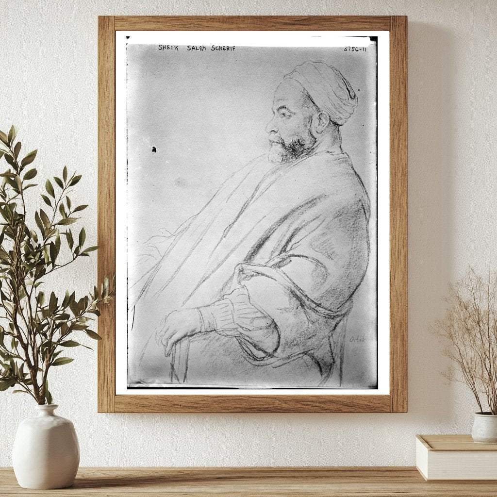 Historic Sheik Saleh Scherif Print, Vintage Art