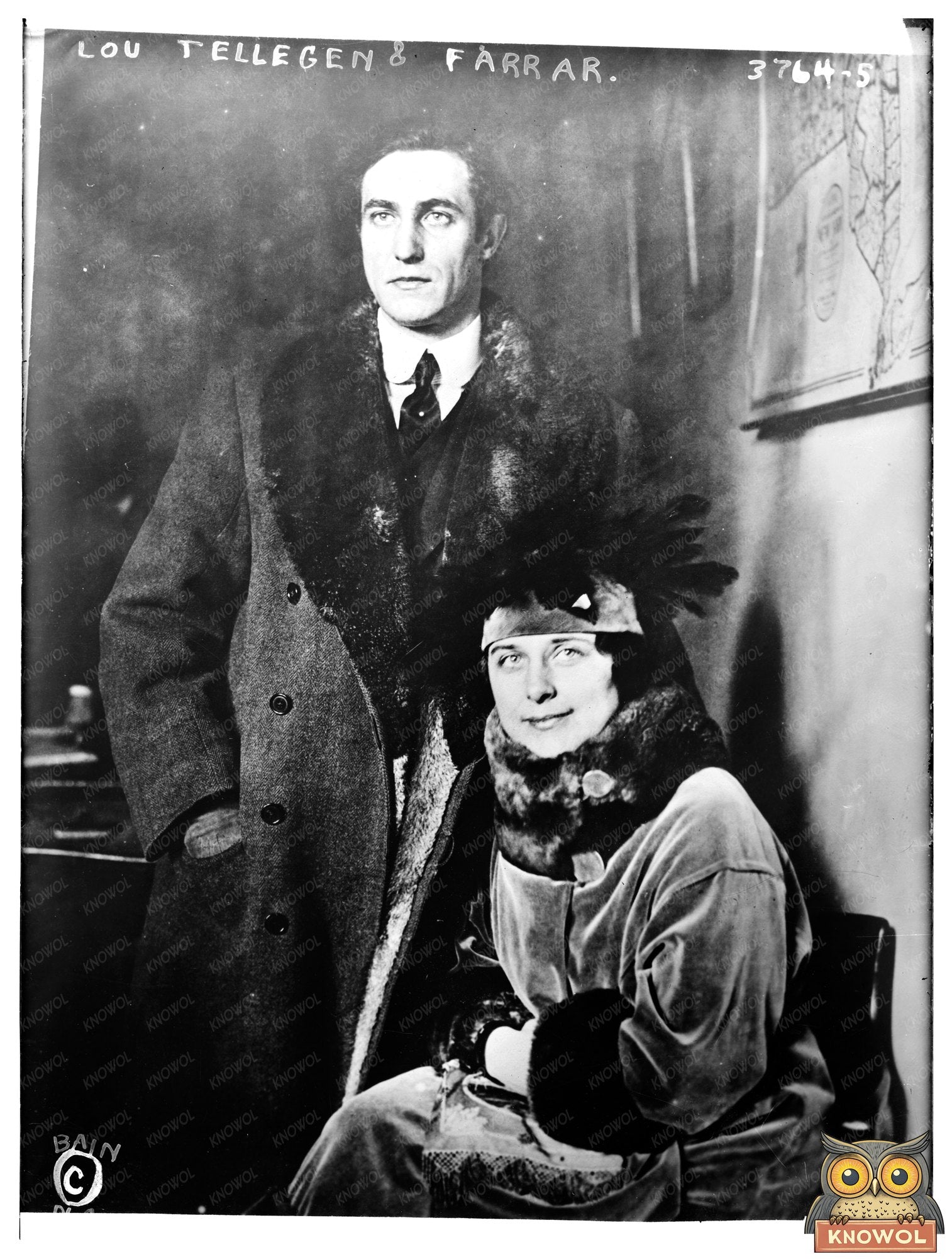 Historic Lou Tellegen & Farrar Print, Vintage Art