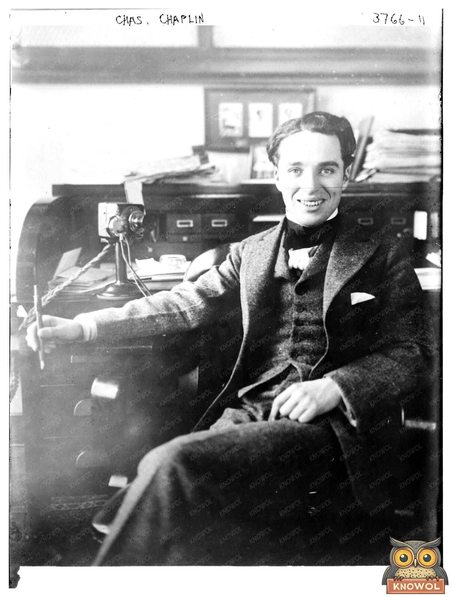 Historic Chas. [Charlie] Chaplin Print, Vintage Art