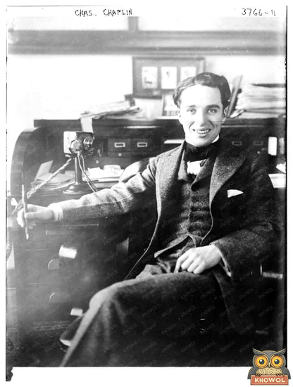 Historic Chas. [Charlie] Chaplin Print, Vintage Art