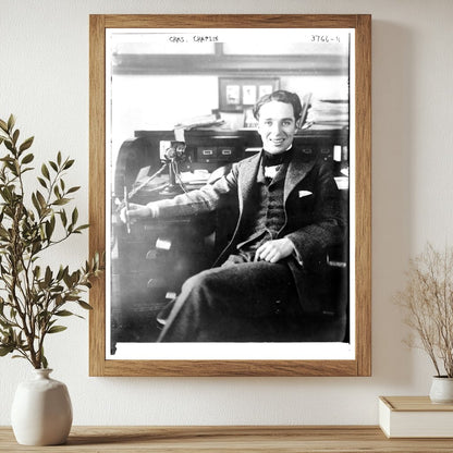 Historic Chas. [Charlie] Chaplin Print, Vintage Art