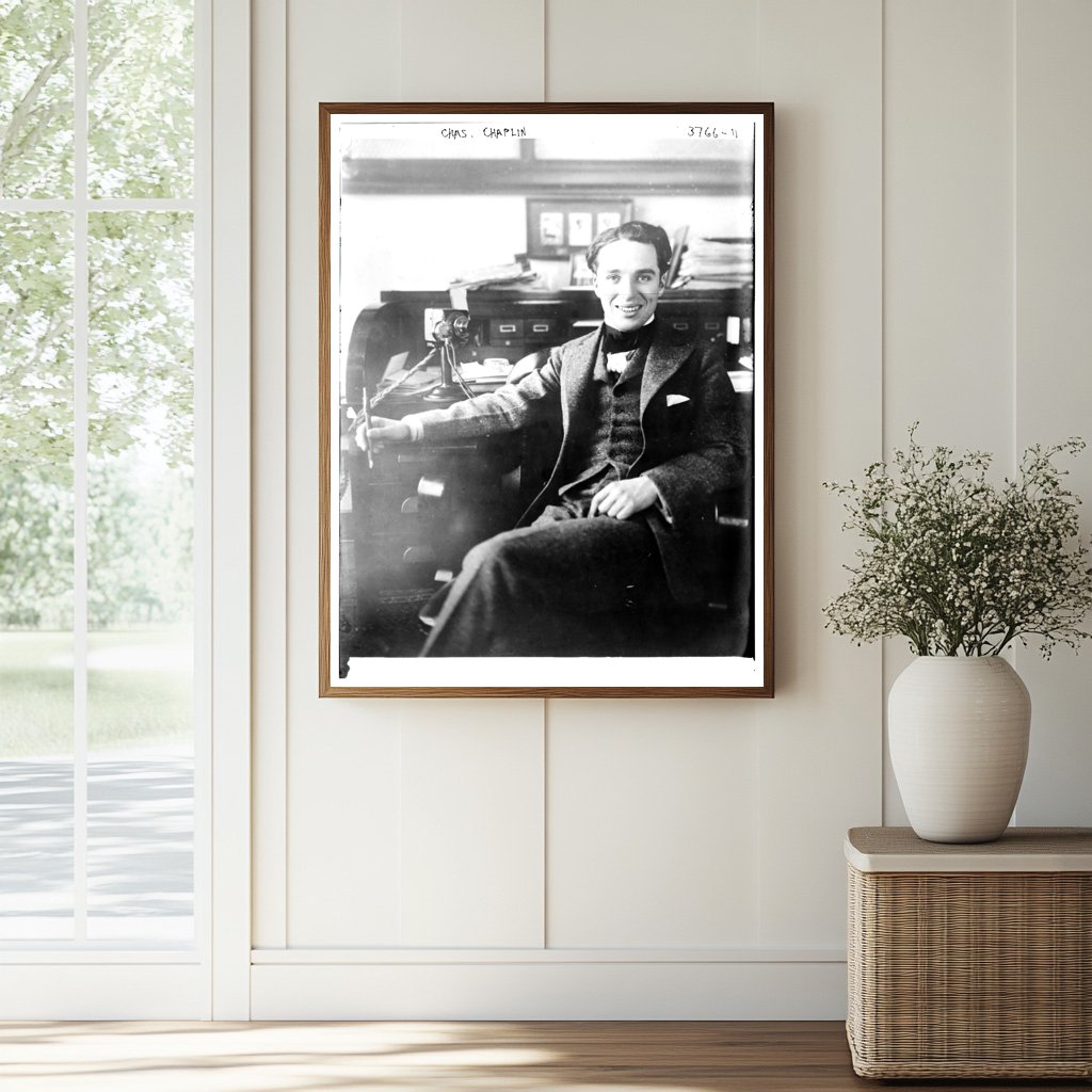 Historic Chas. [Charlie] Chaplin Print, Vintage Art