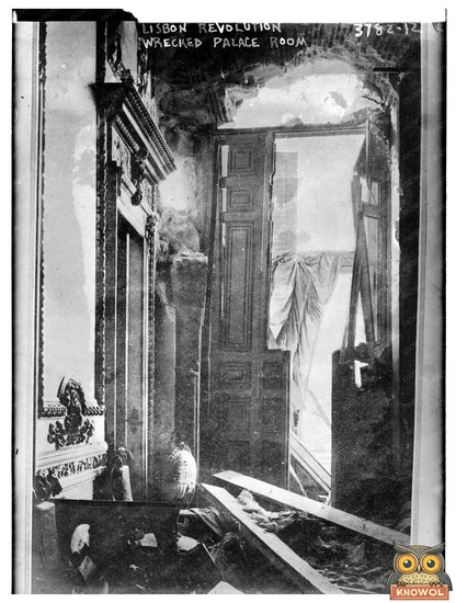 Historic Lisbon -- revolution wrecked palace room Print, Vintage Art