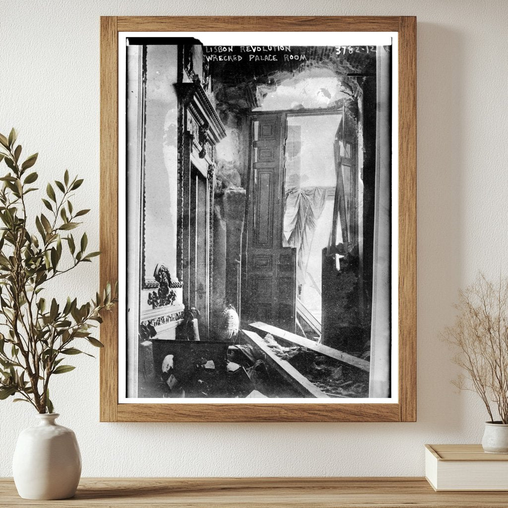 Historic Lisbon -- revolution wrecked palace room Print, Vintage Art