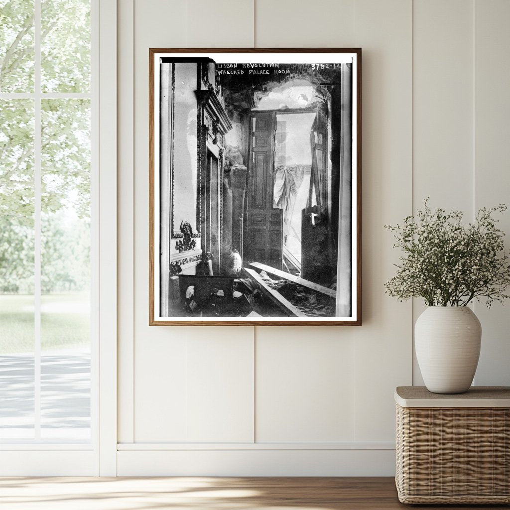 Historic Lisbon -- revolution wrecked palace room Print, Vintage Art