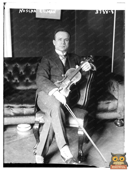 Historic Mischa Elman [with violin] Print, Vintage Art