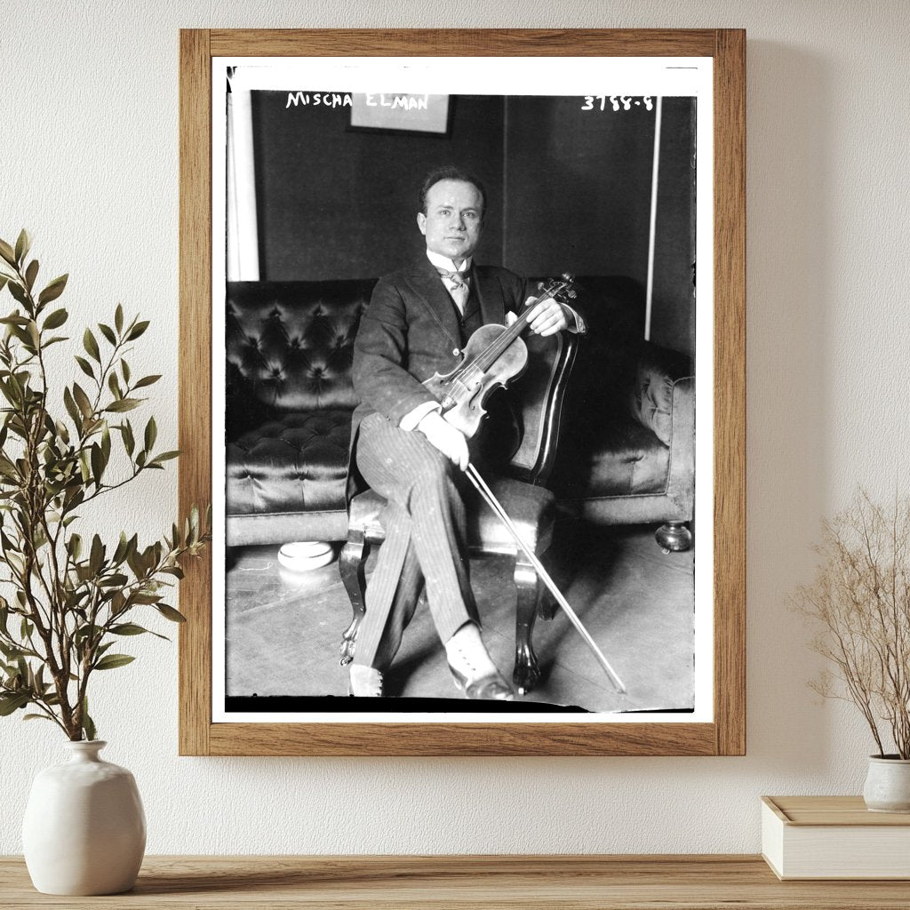 Historic Mischa Elman [with violin] Print, Vintage Art