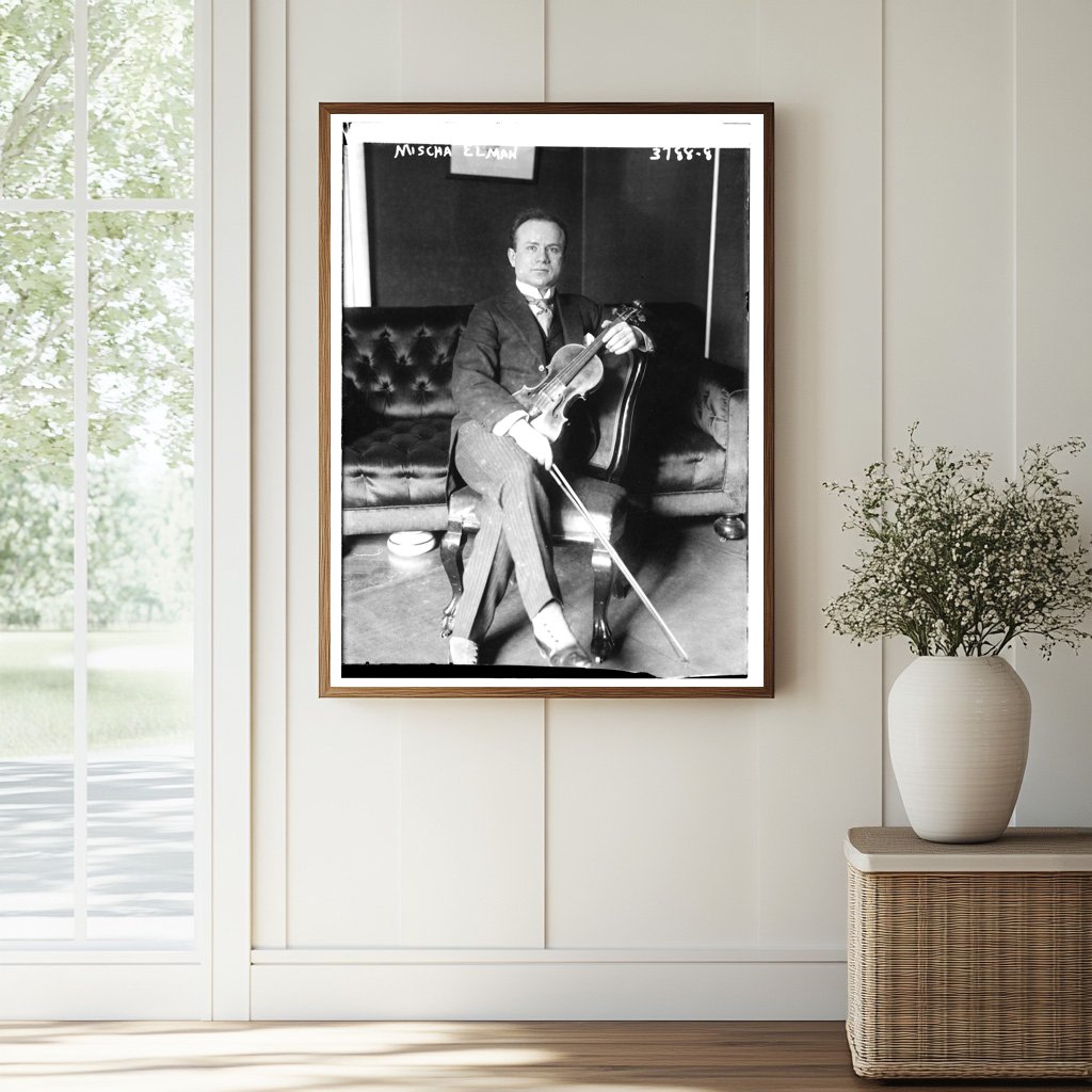 Historic Mischa Elman [with violin] Print, Vintage Art