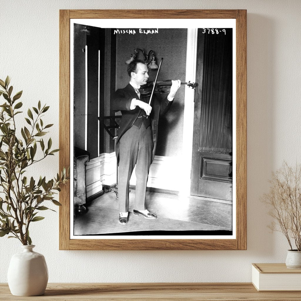Historic Mischa Elman [playing] Print, Vintage Art