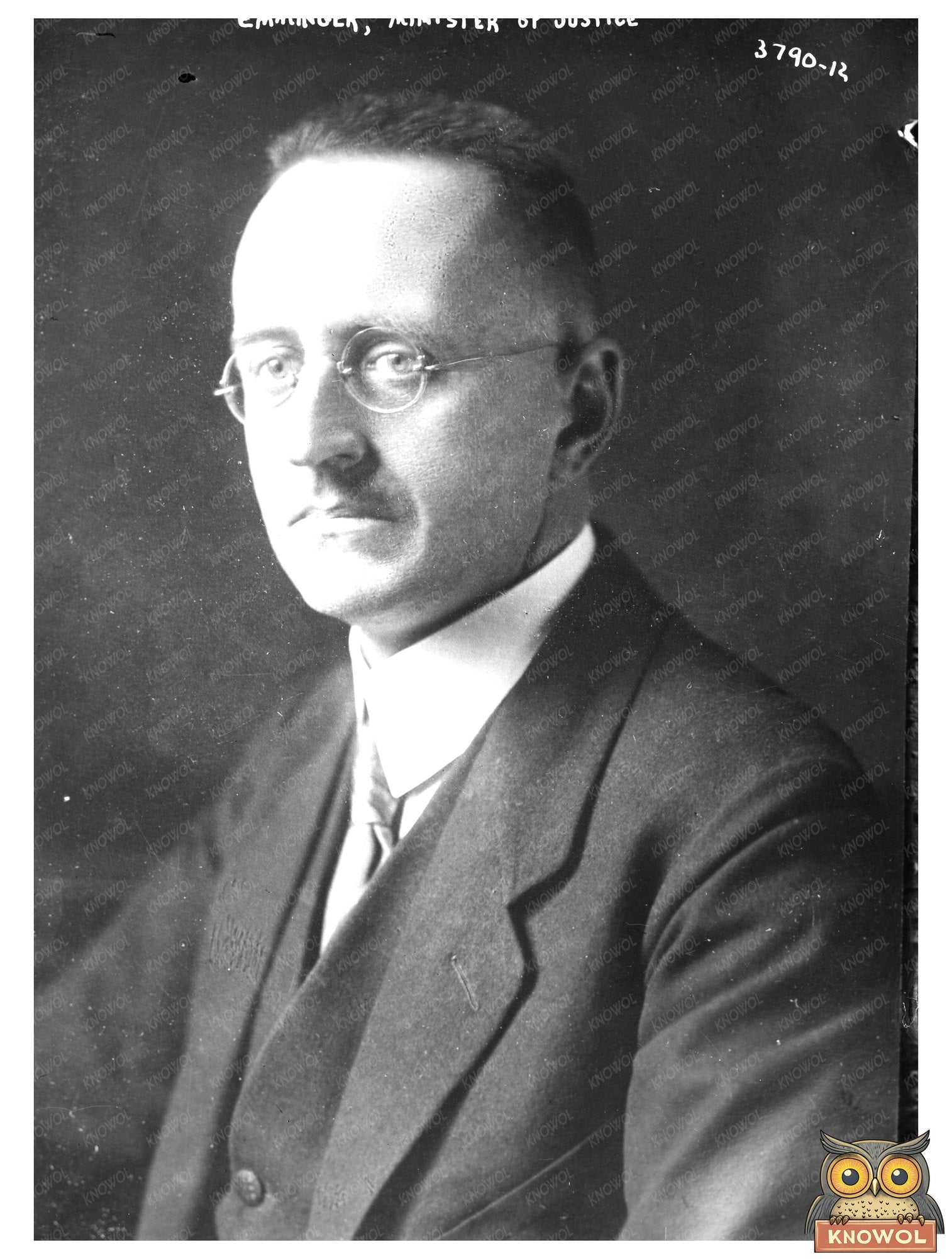 Historic Emminger, Minister of Justice, 1/24/24 Print, Vintage Art