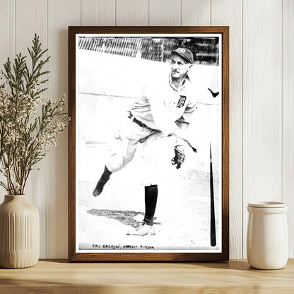1917 Detroit AL Pitcher Eric Erickson in Action