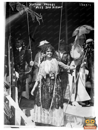 Historic Marian Vogdes "Miss San Diego" Print, Vintage Art