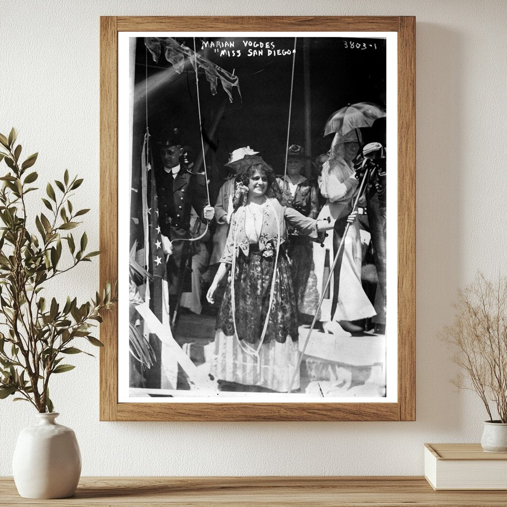 Historic Marian Vogdes "Miss San Diego" Print, Vintage Art