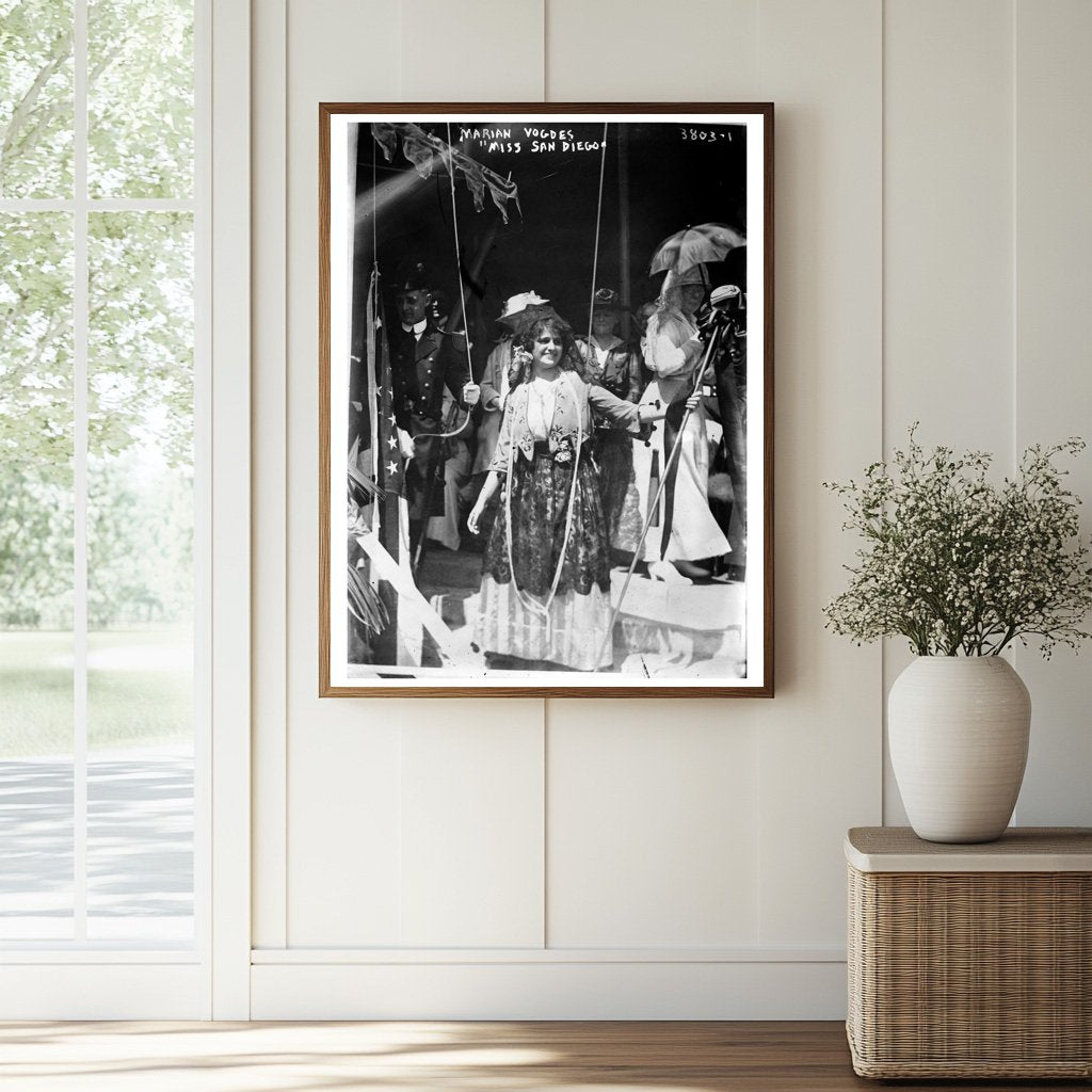 Historic Marian Vogdes "Miss San Diego" Print, Vintage Art