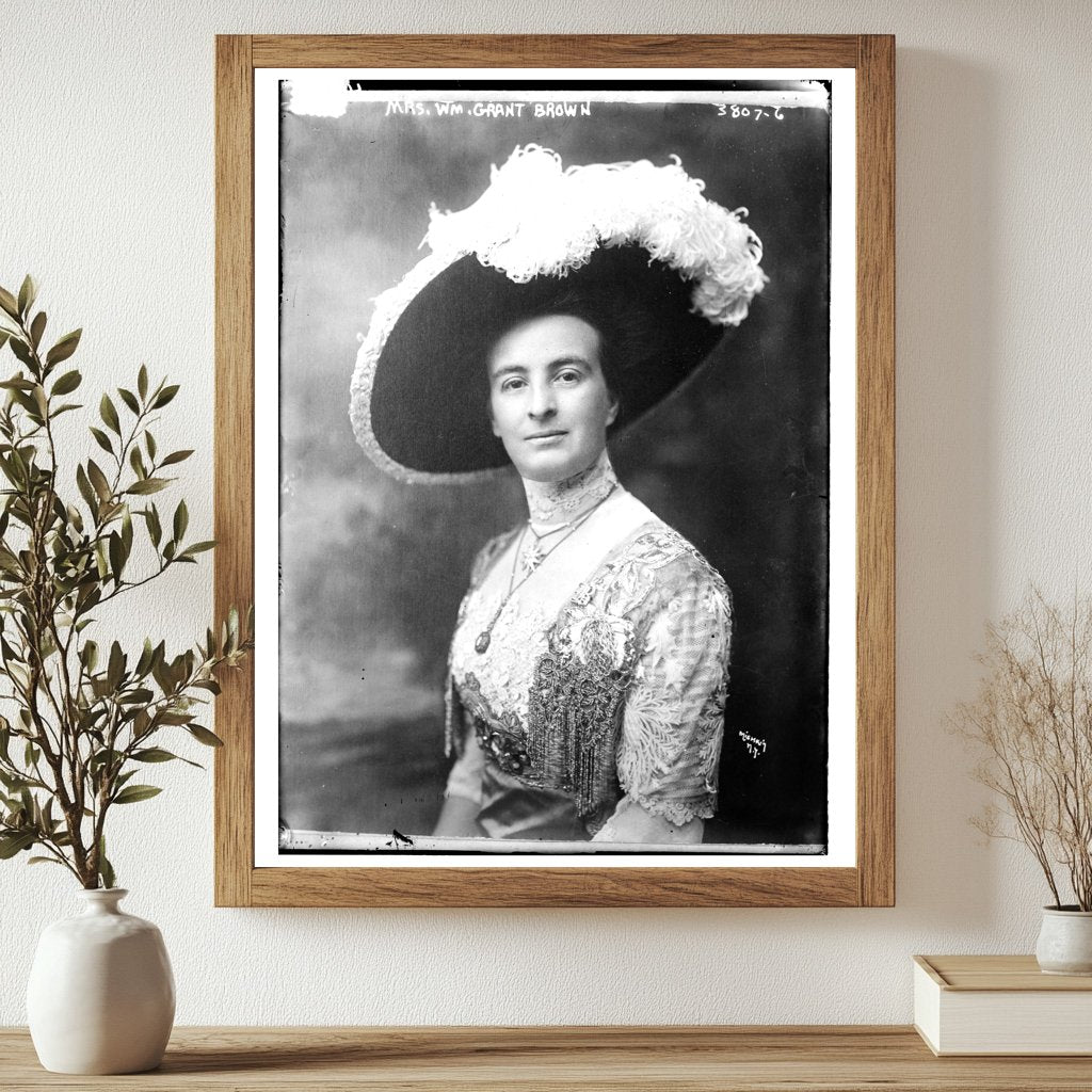Historic Mrs. Wm. Grant Brown Print, Vintage Art