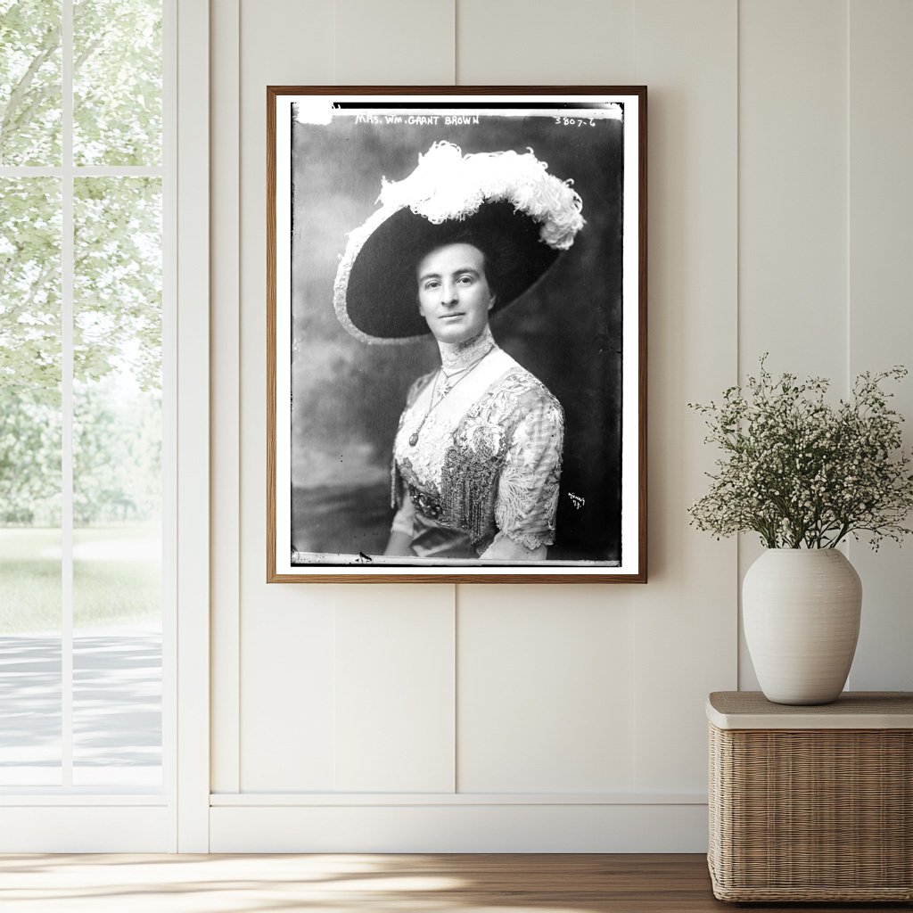 Historic Mrs. Wm. Grant Brown Print, Vintage Art