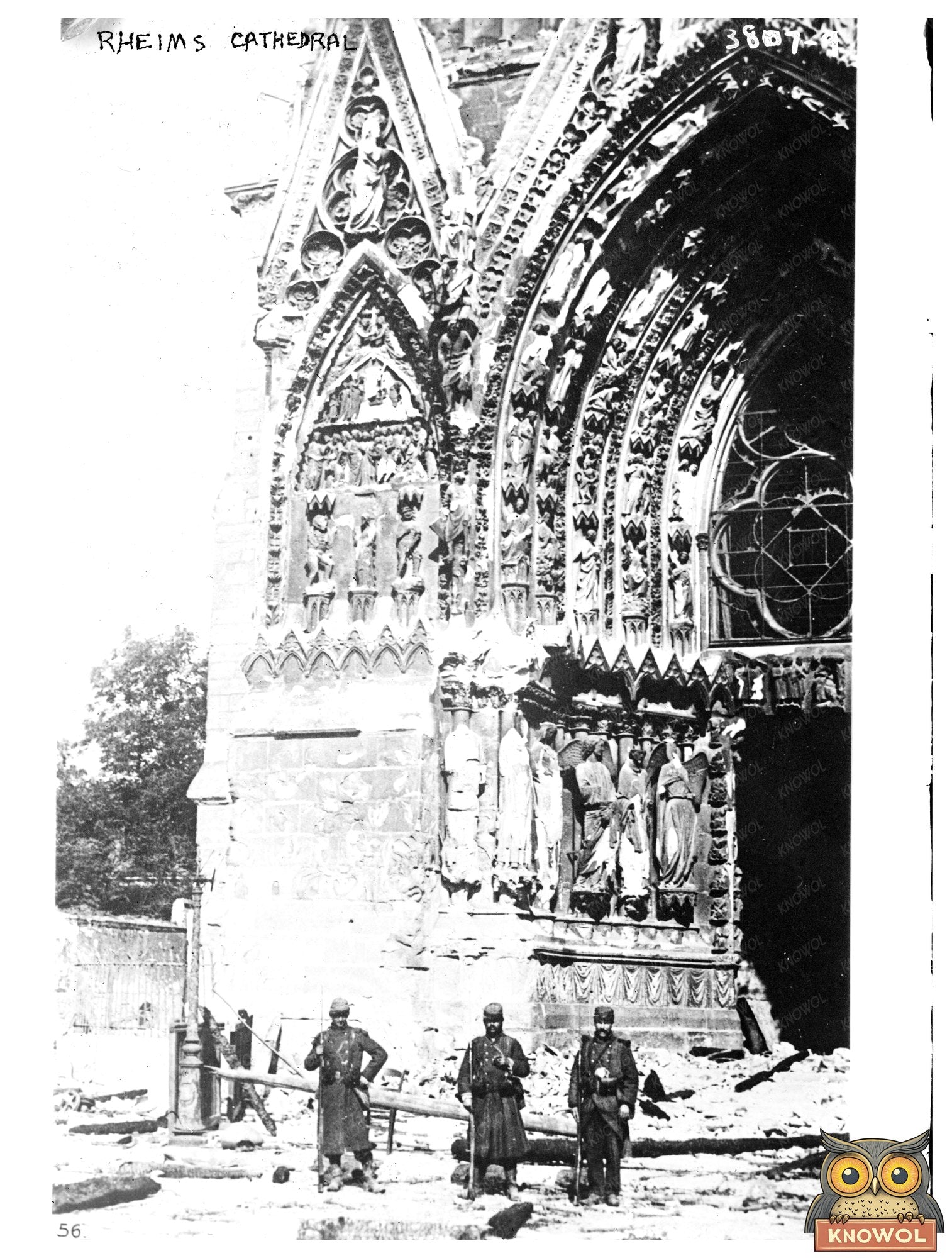 Historic Rheims Cathedral Print, Vintage Art