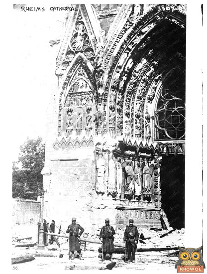 Historic Rheims Cathedral Print, Vintage Art