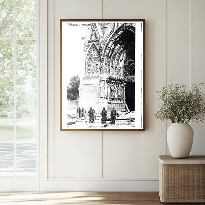 Historic Rheims Cathedral Print, Vintage Art
