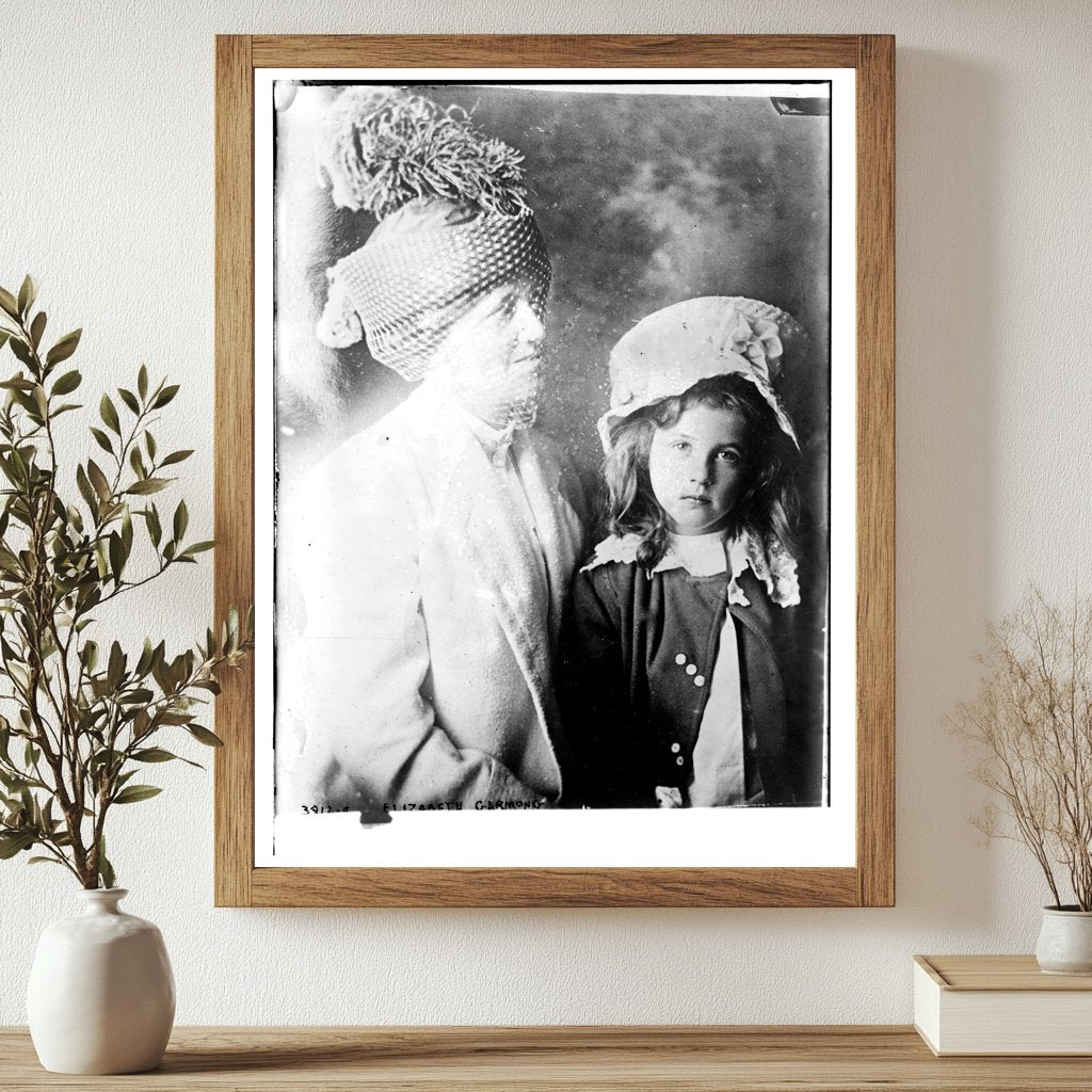 Historic Eliz. Garmong and child Print, Vintage Art
