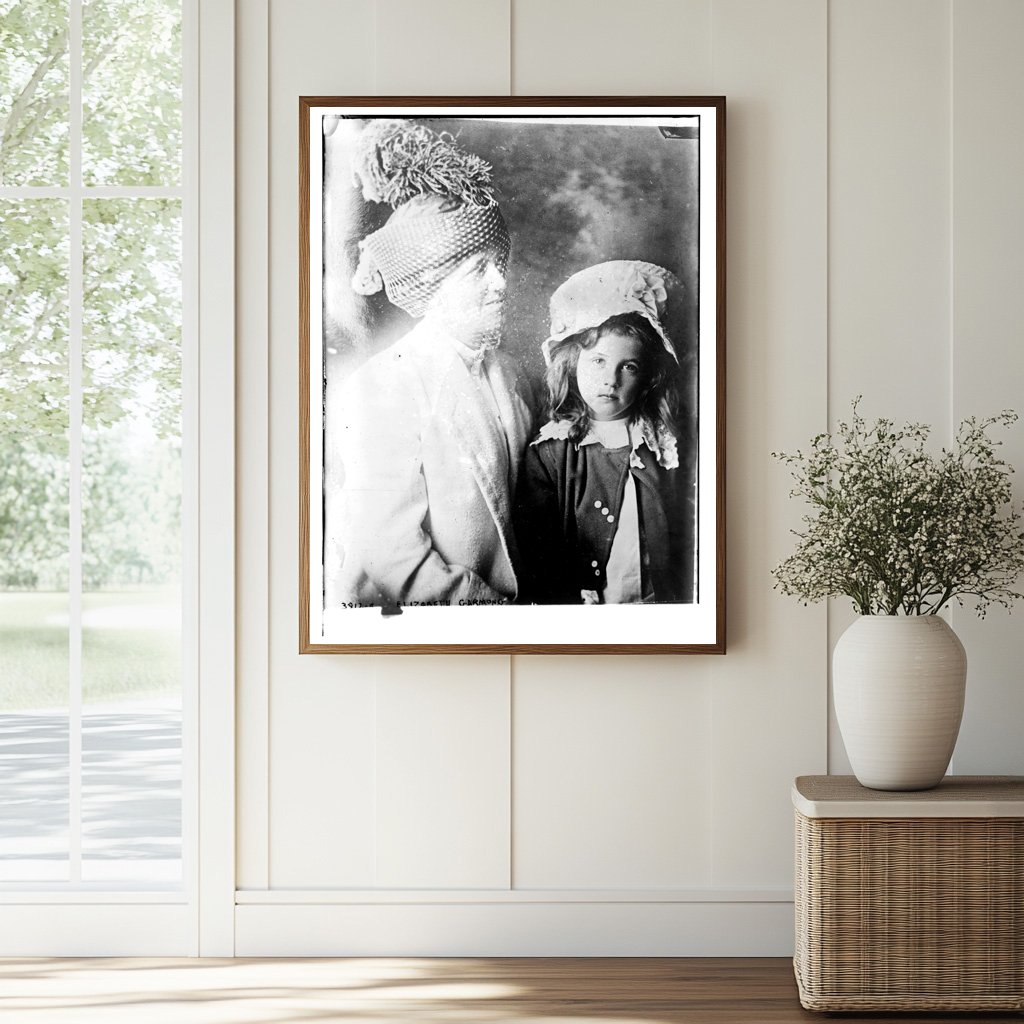 Historic Eliz. Garmong and child Print, Vintage Art