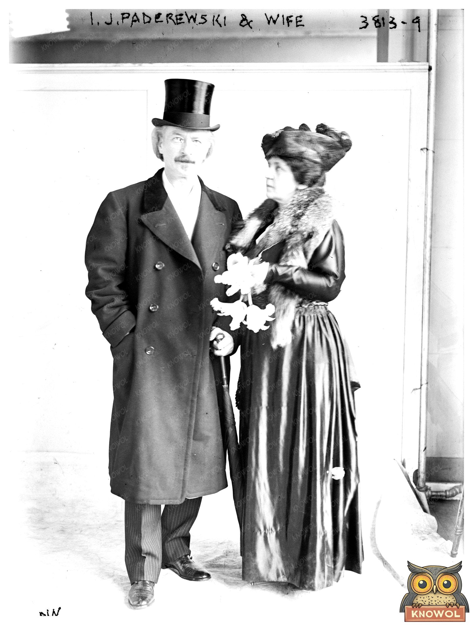 Historic I.J. Paderewski & wife Print, Vintage Art
