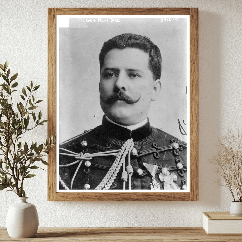 Historic Gen. Felix Diaz Print, Vintage Art