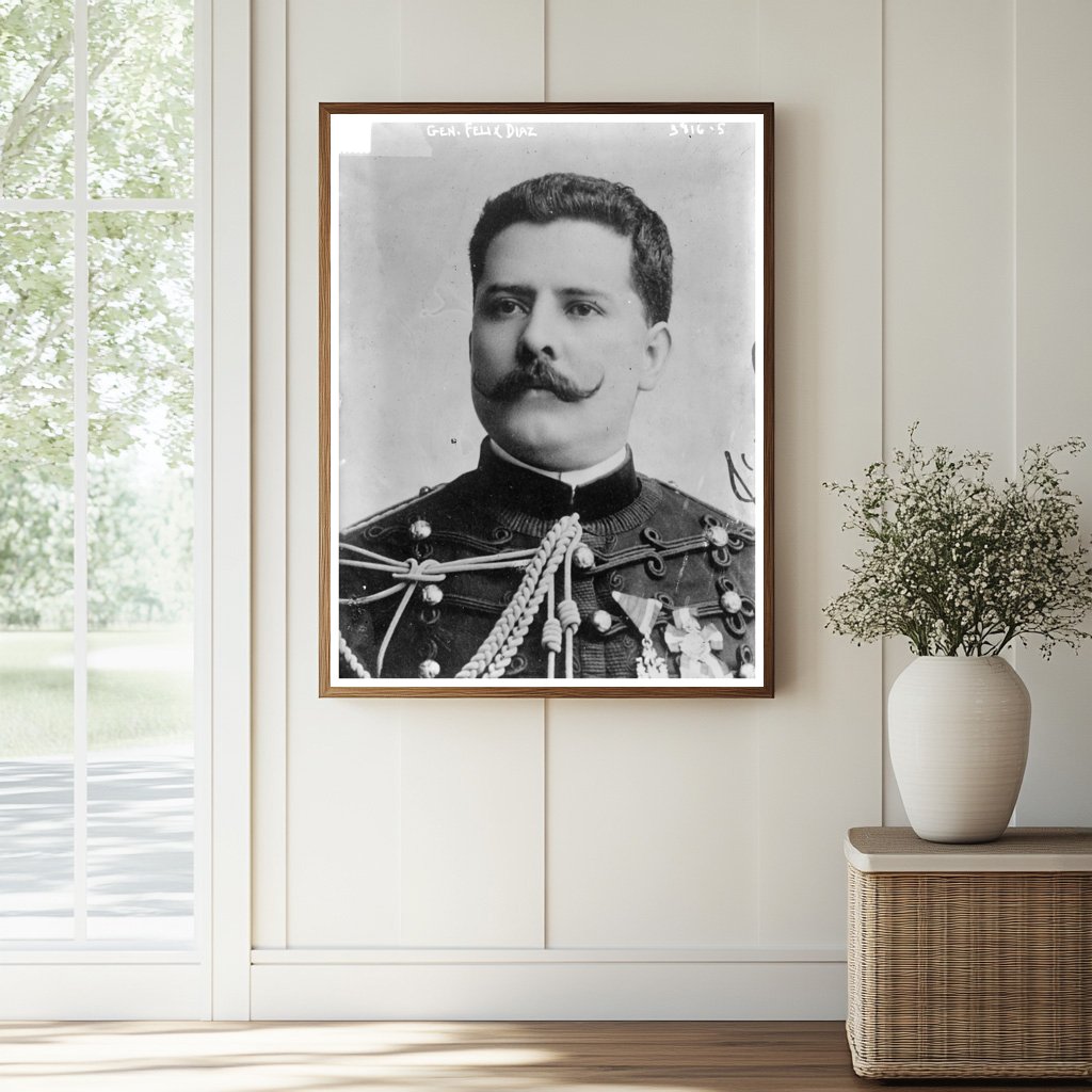 Historic Gen. Felix Diaz Print, Vintage Art