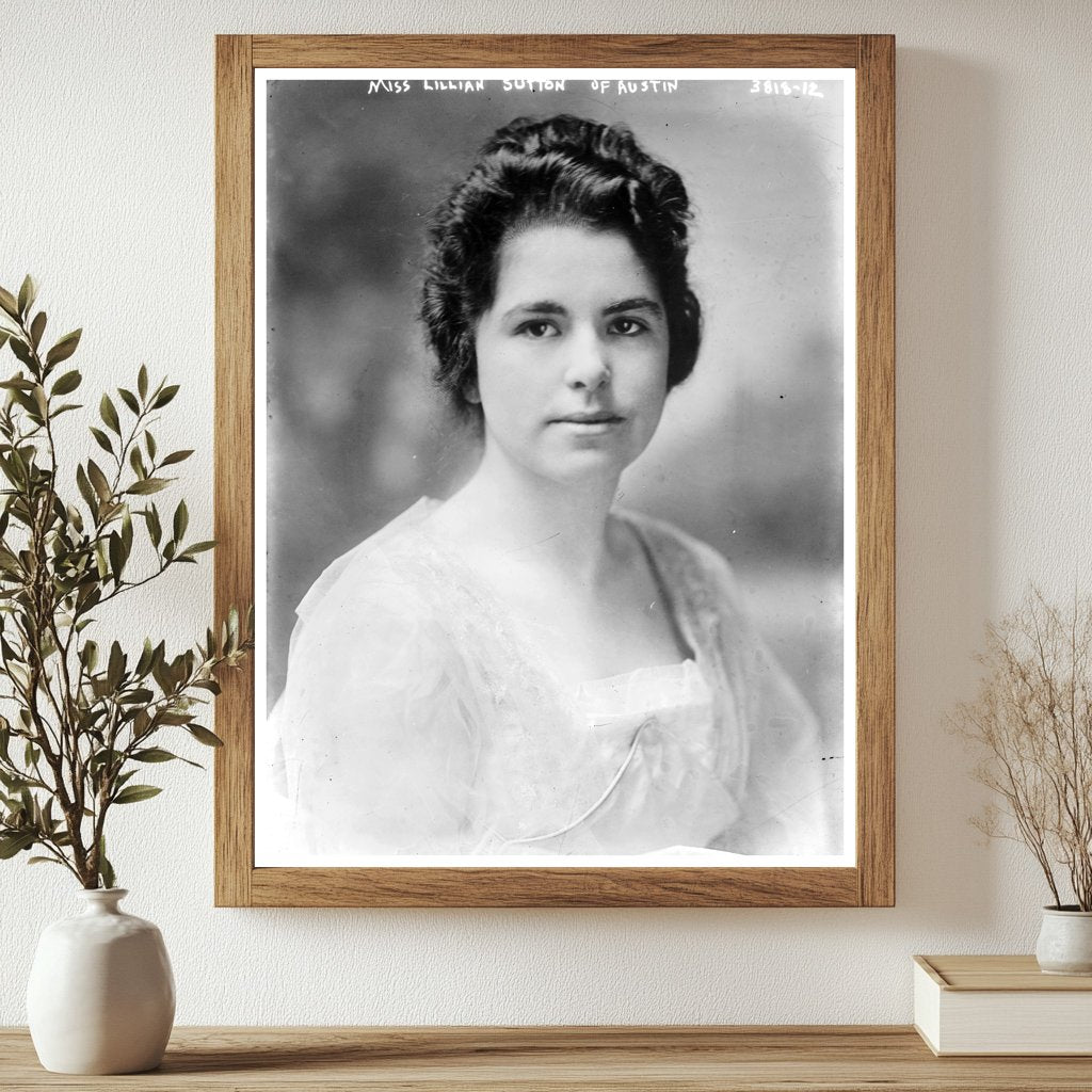 Historic Miss Lillian Sutton of Austin Print, Vintage Art