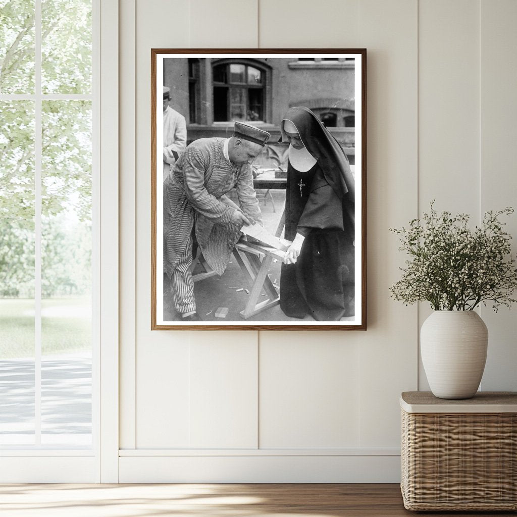 Historic Convalescent German soldier Print, Vintage Art