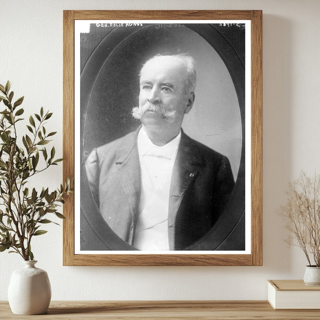 Historic Gen. Felix Agnus Print, Vintage Art