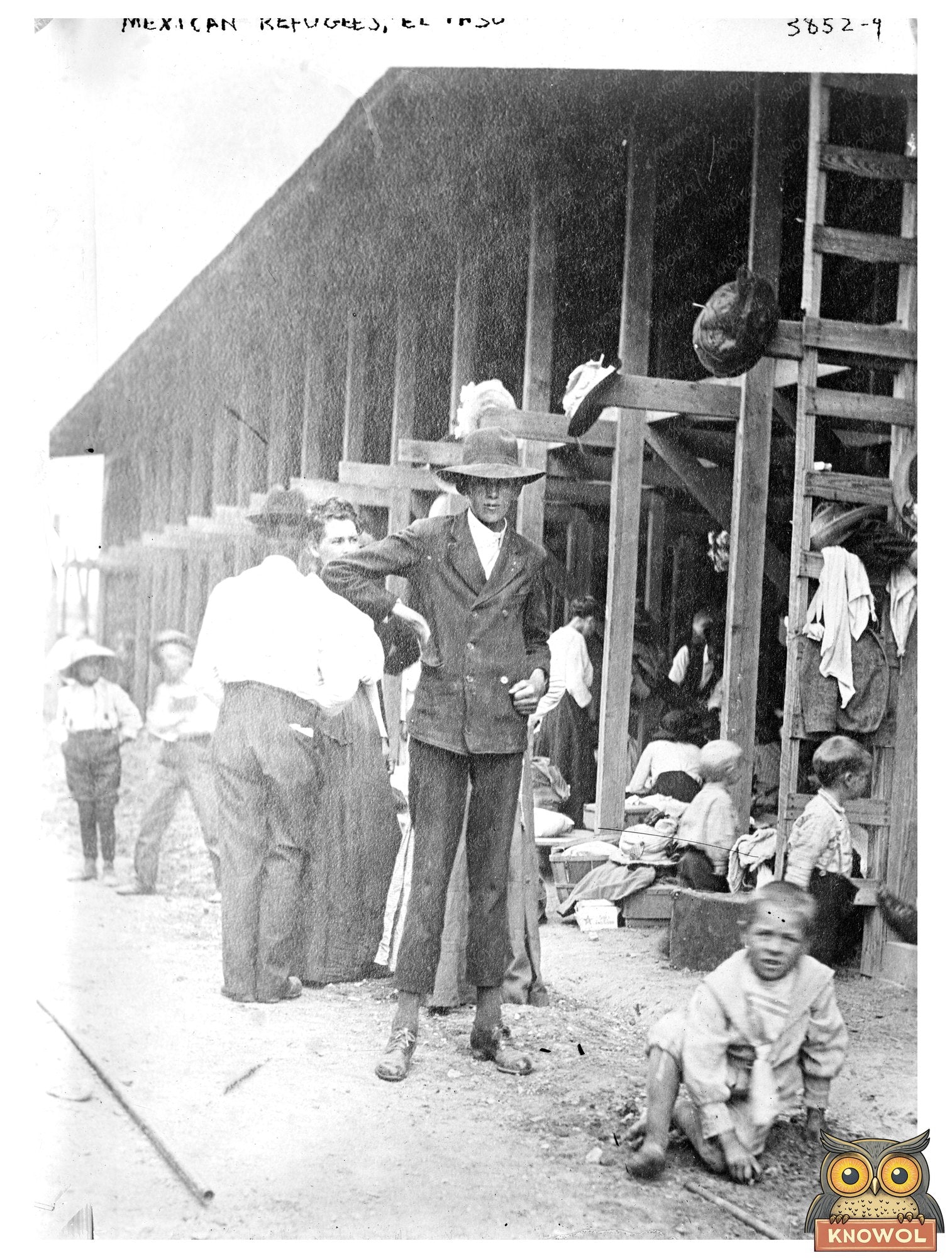 Historic Mexican refugees, El Paso Print, Vintage Art