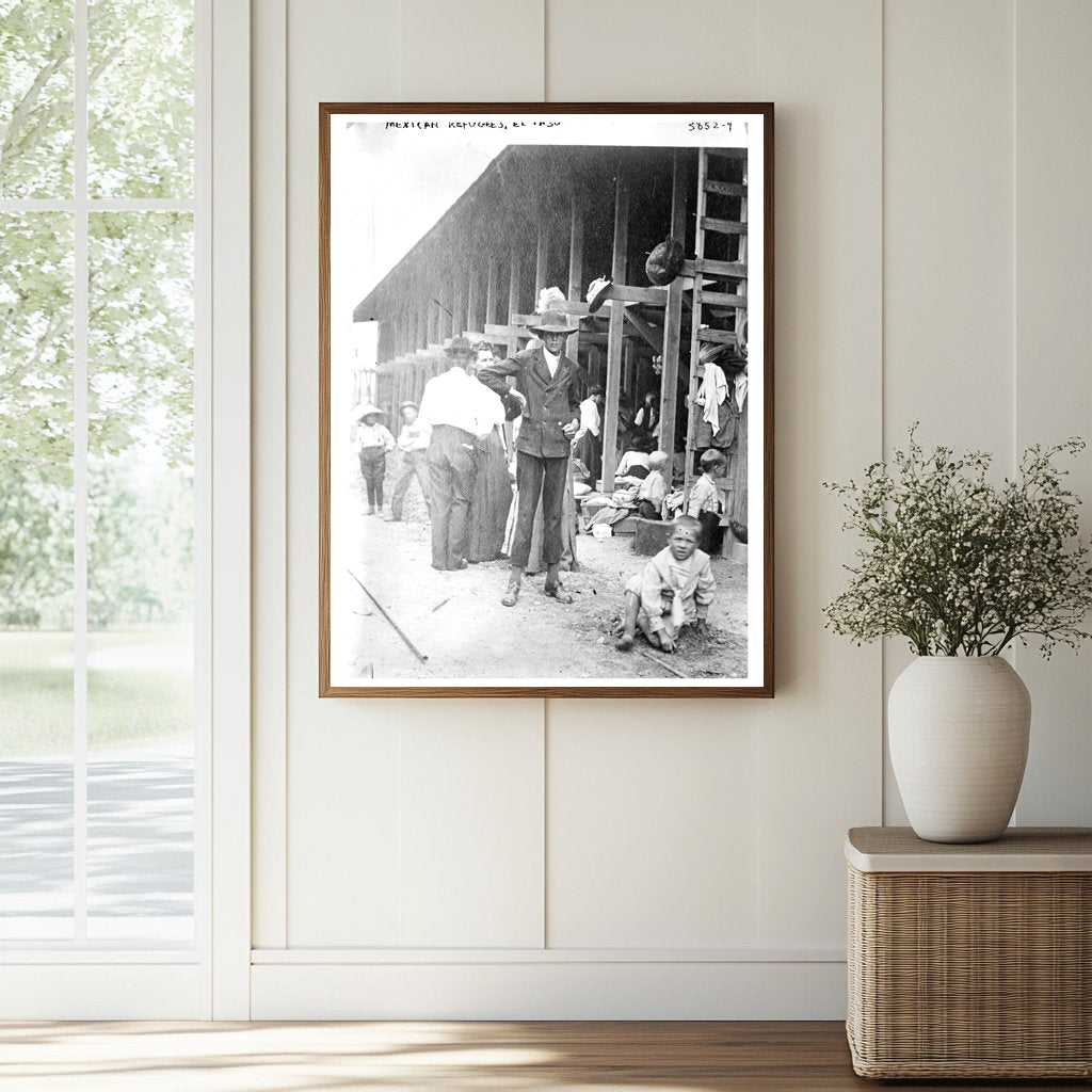 Historic Mexican refugees, El Paso Print, Vintage Art