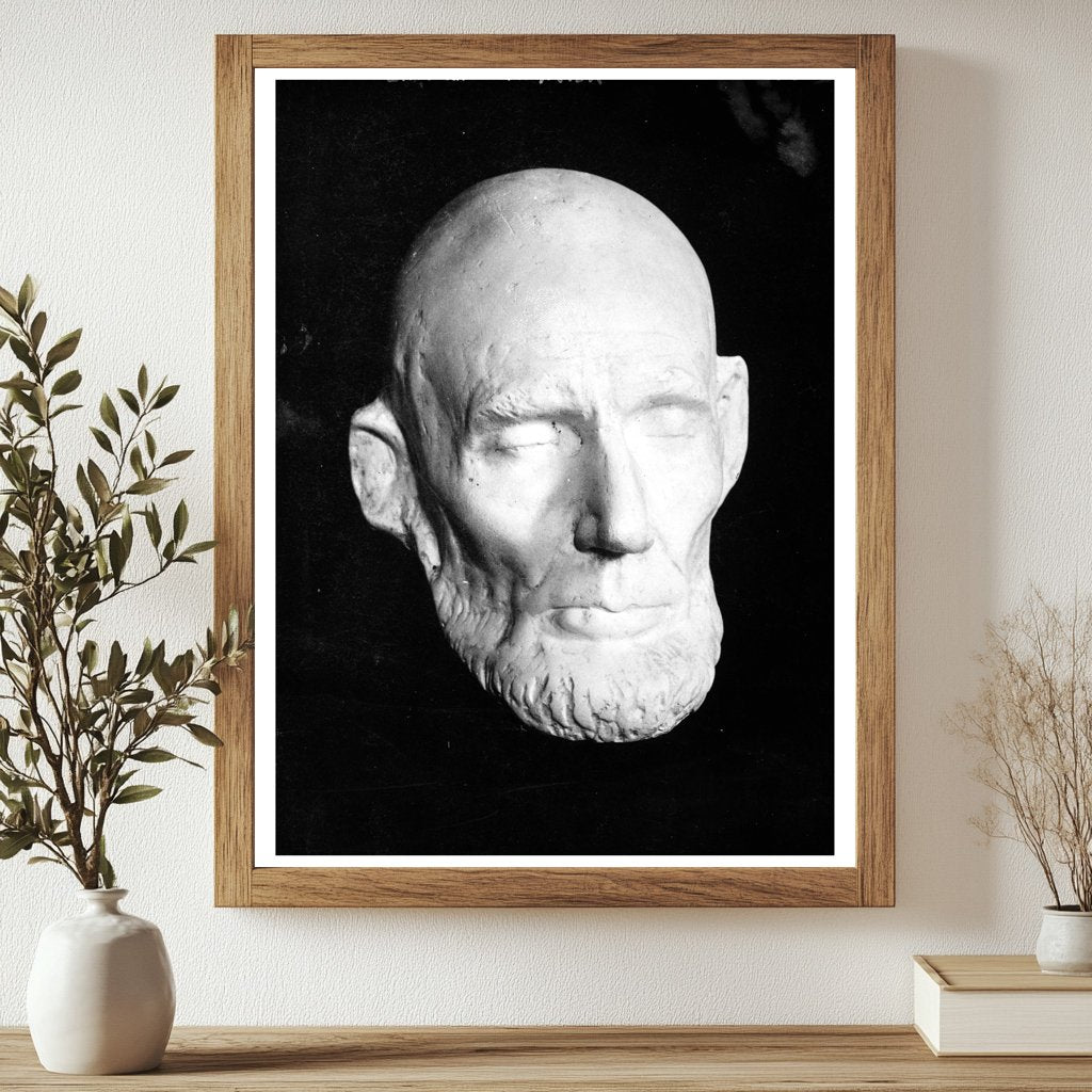 Historic Lincoln Life Mask Print, Vintage Art