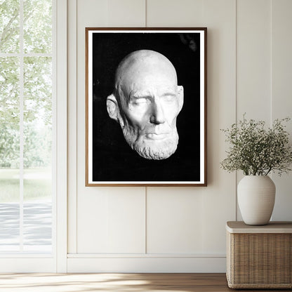 Historic Lincoln Life Mask Print, Vintage Art
