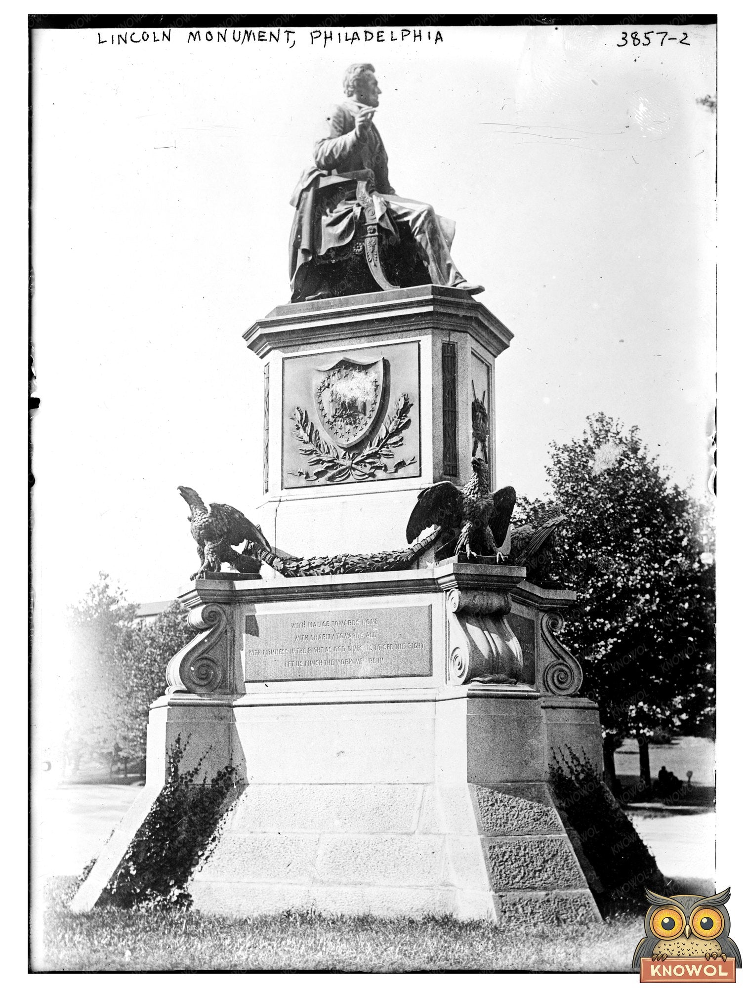 Historic Lincoln Monument, Philadelphia Print, Vintage Art