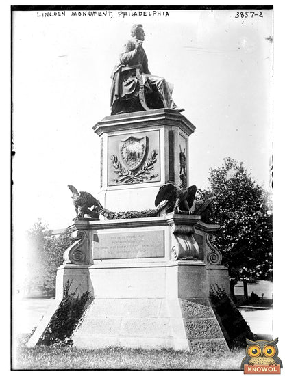 Historic Lincoln Monument, Philadelphia Print, Vintage Art