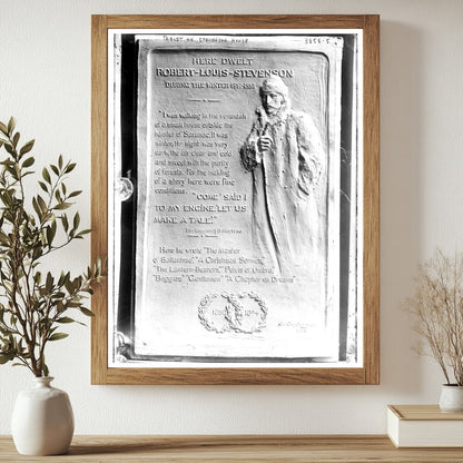 Historic Tablet on Stevenson House Print, Vintage Art