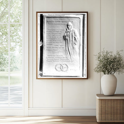Historic Tablet on Stevenson House Print, Vintage Art