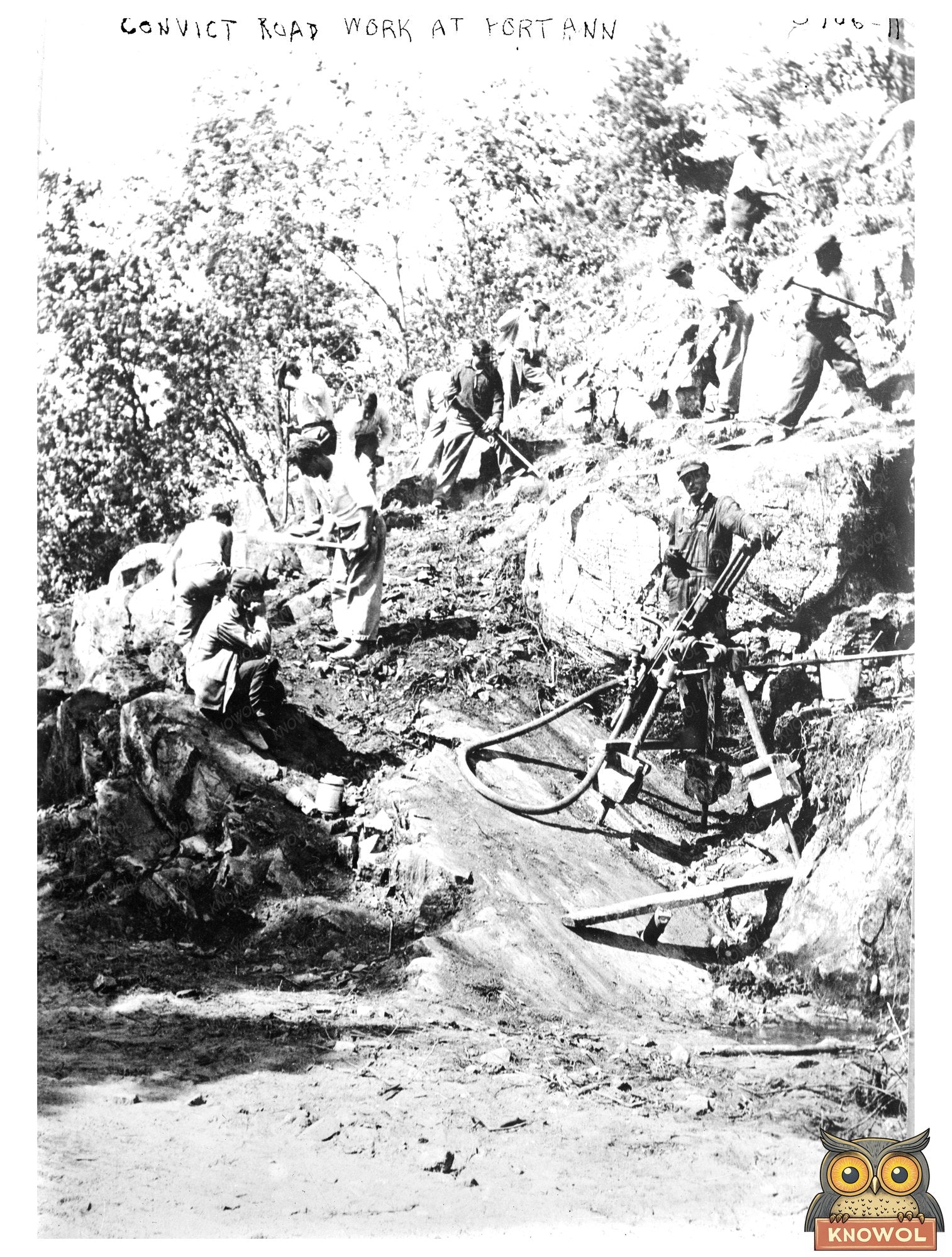 Historic Convict road work at Fort Ann Print, Vintage Art