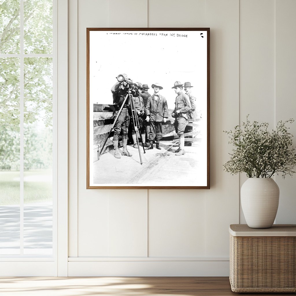 Historic Finding Range of Matamoros from Int. Bridge Print, Vintage Art