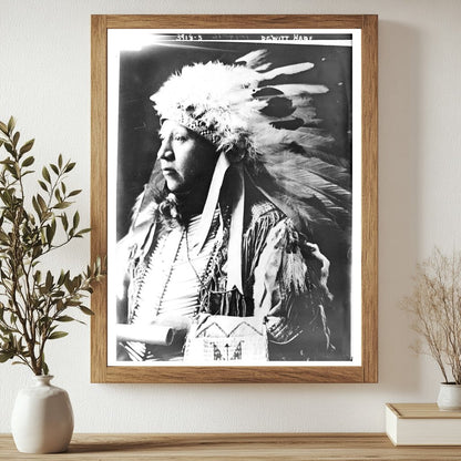 Historic Dewitt Hare [In American Indian headdress] Print, Vintage Art