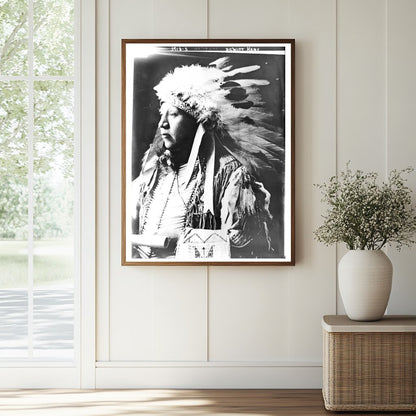 Historic Dewitt Hare [In American Indian headdress] Print, Vintage Art