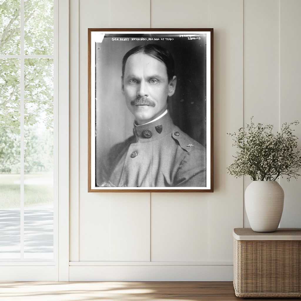 Historic Gen. Henry Hutchings, Adj. Gen. of Texas Print, Vintage Art