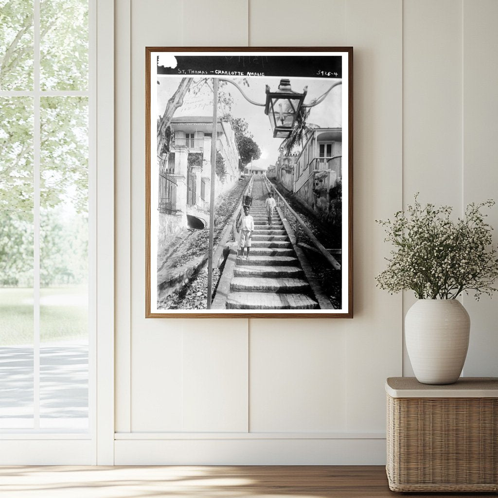 Historic St. Thomas -- Charlotte Amalie Print, Vintage Art