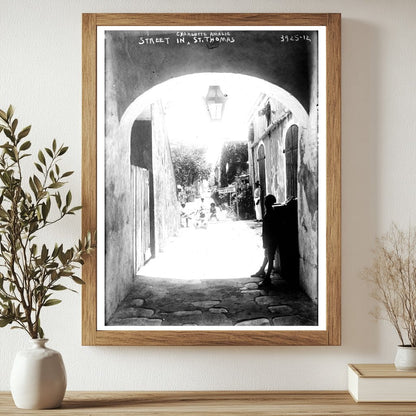 Historic Street in Charlotte Amalie, St. Thomas Print, Vintage Art
