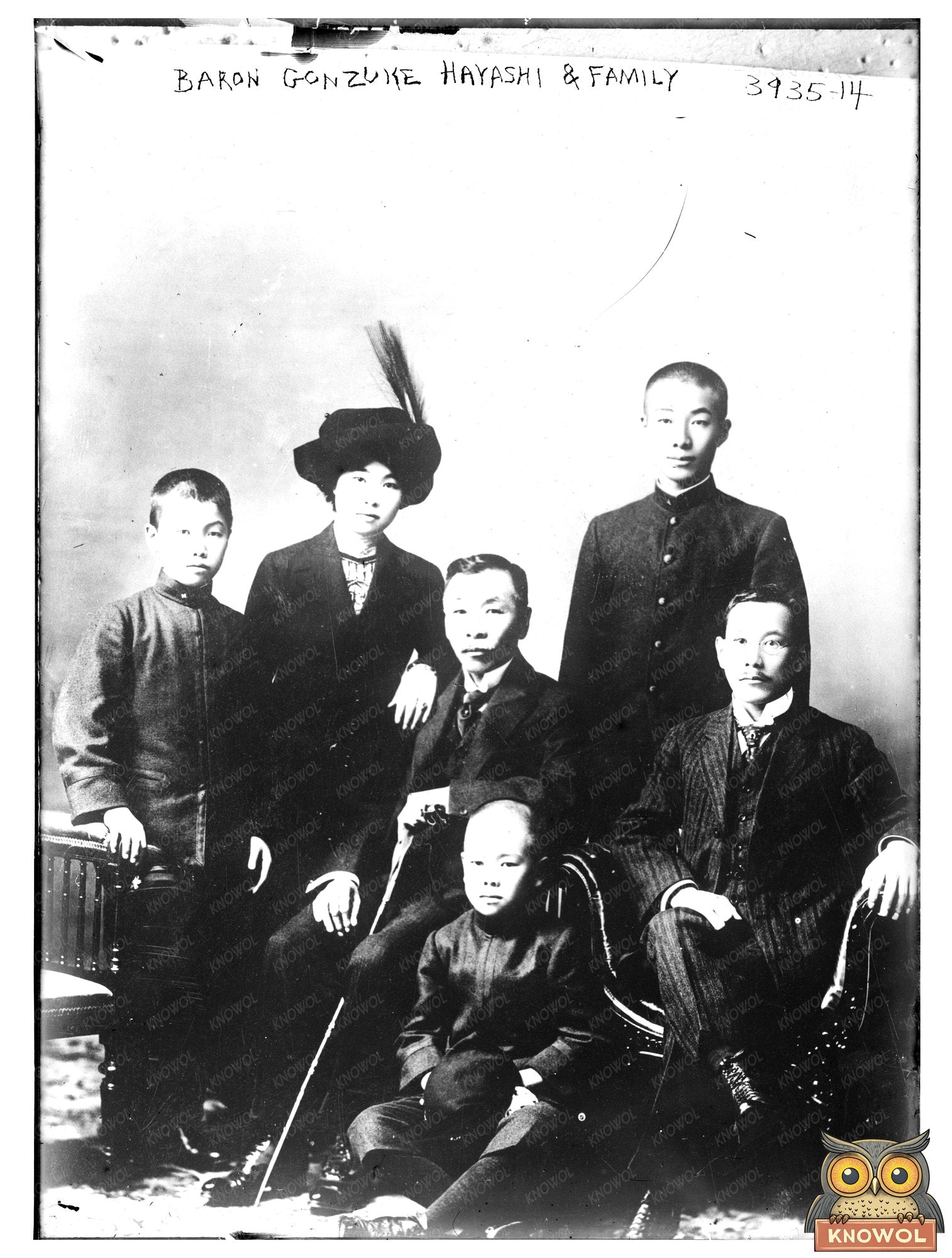 Historic Baron Gonzuke Hayashi & family Print, Vintage Art